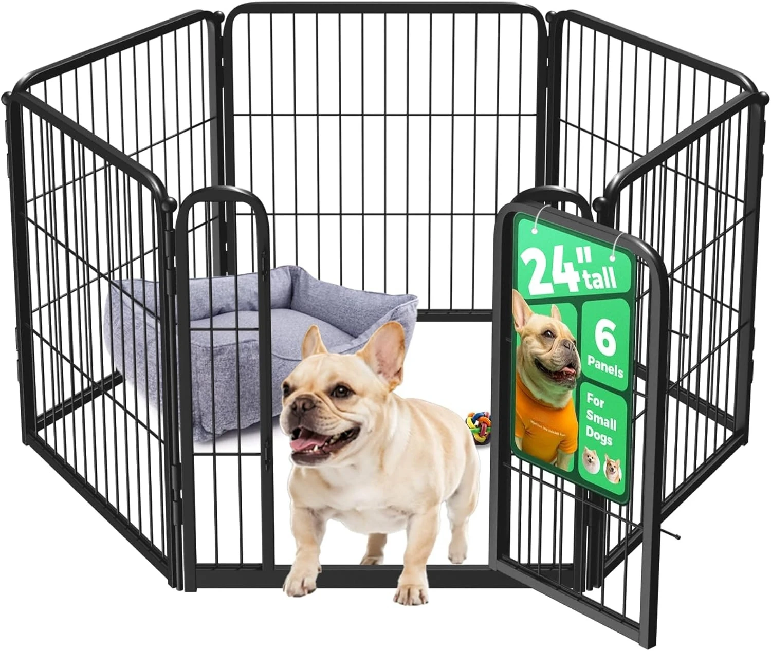 

Indoor Dog Playpen - Stress-Free and Safe Play, Heavy Duty 24 Inch 6 Panels Dog Pen for Puppy and Small Dogs, Black