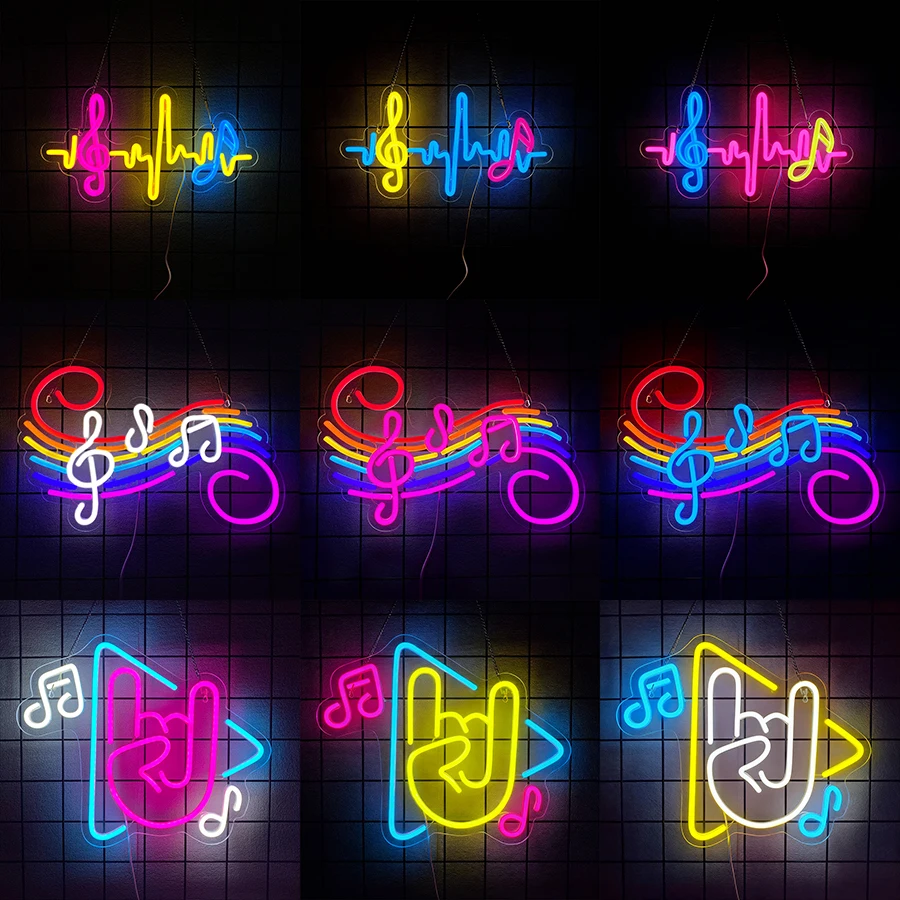 Music Notes Neon Sign,Musical LED Neon Wall Sign USB Powered,Music Decor for Bedroom Man Cave Studio Musical Christmas Kids Gift