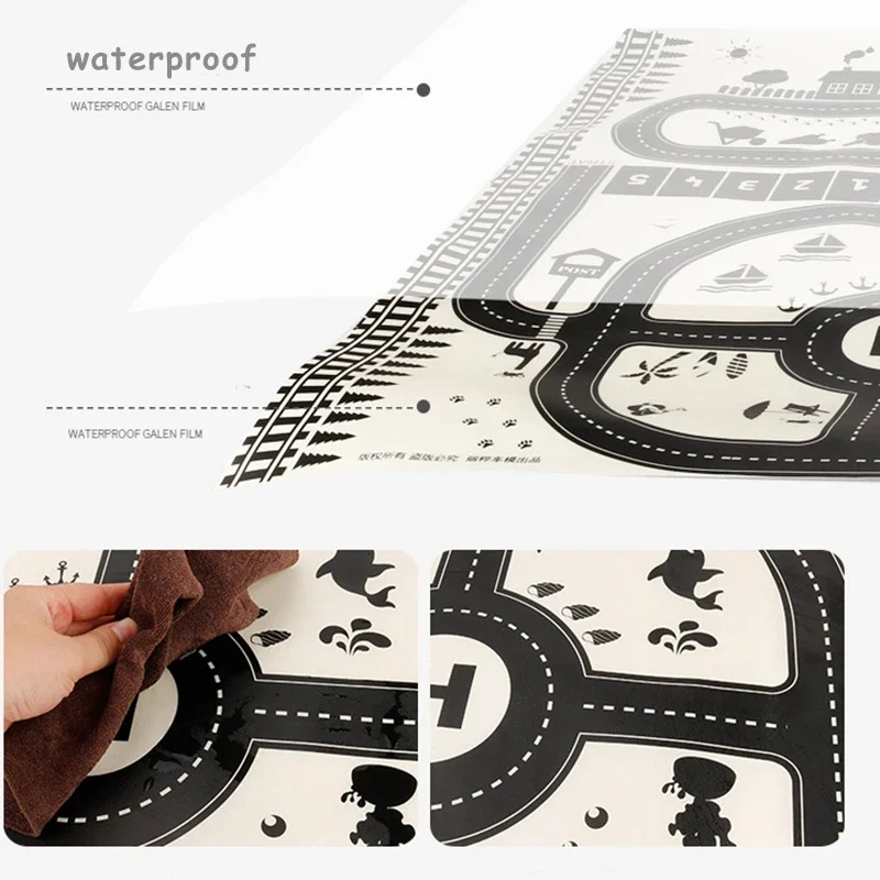 Kids Playmat Kids Rug Boy Girl Educational Toys for Children Map​ City Traffic Car Park Play Mat Waterproof Parking Lot