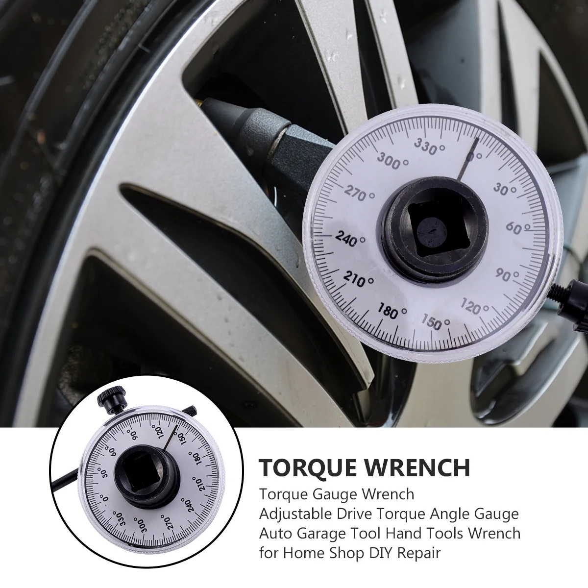 

Torque Gauge Wrench Adjustable Drive Torque Angle Gauge Black Square Hole Auto Garage Tool Hand Tools Wrench Home Shop DIY