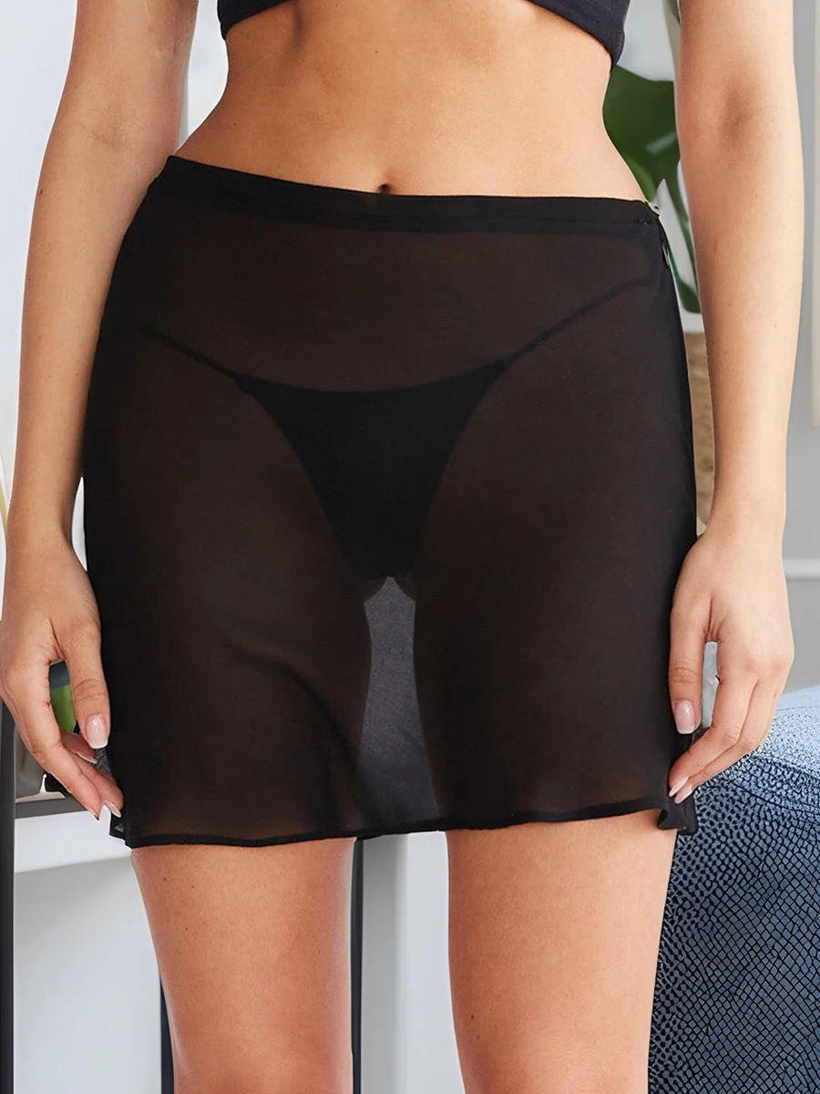 女性のビーチカバーアップスカートソリッドカラードットプリント水着カバーアップ海辺のプール用