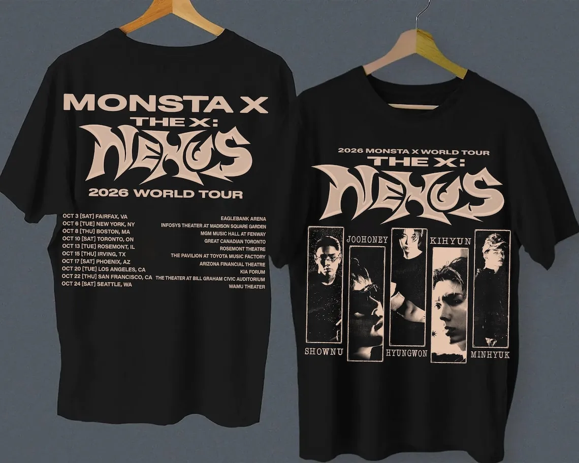 MONSTA X The X: Nexus 2026 World Tour T-Shirt Member Photo Print Kpop Fans Women Men and Kids Short Sleeve Graphic Tees Top