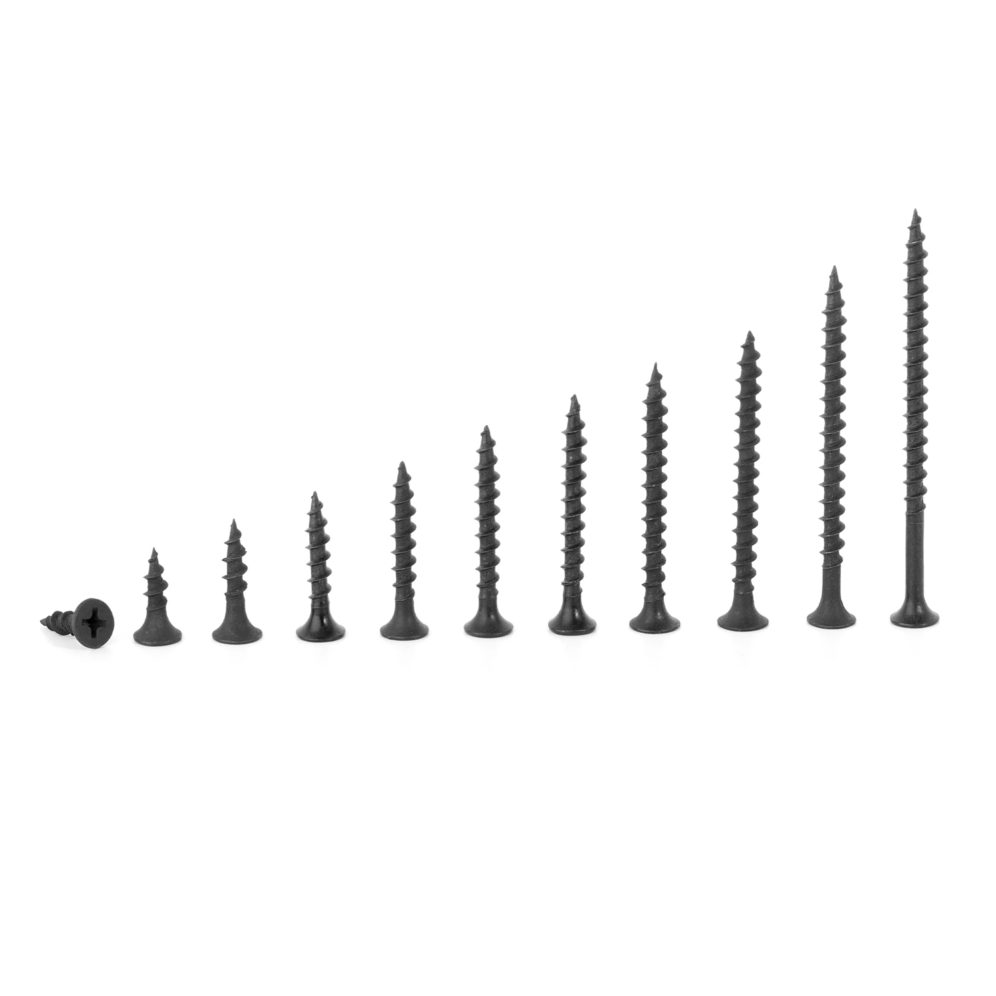 20pcs M4 16-70mm Iron Black Carpentry Screws Flat Head Phillips Self-tapping Screw Wood Fixing Screws for Furniture Assembly