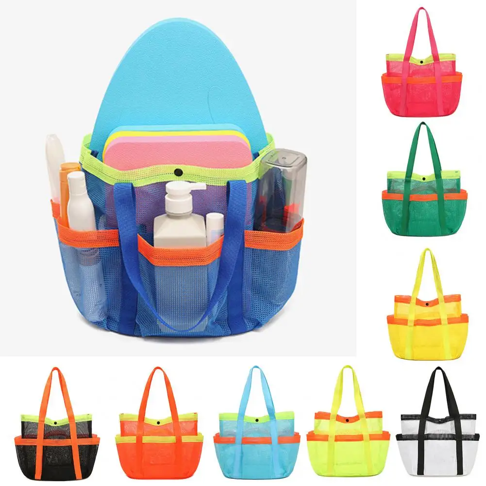 Borsa da toilette portatile in rete borsa a rete da spiaggia capacità borsa da spiaggia in rete organizzatore per Caddy da doccia per viaggi