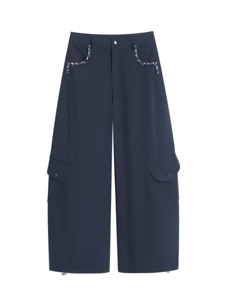 Thiened Fce Pantaloni da lavoro a gamba larga a vita alta da donna Autunno Inverno Nuovi pantaloni a coltello con vestibilità ampia e vestibilità ampia