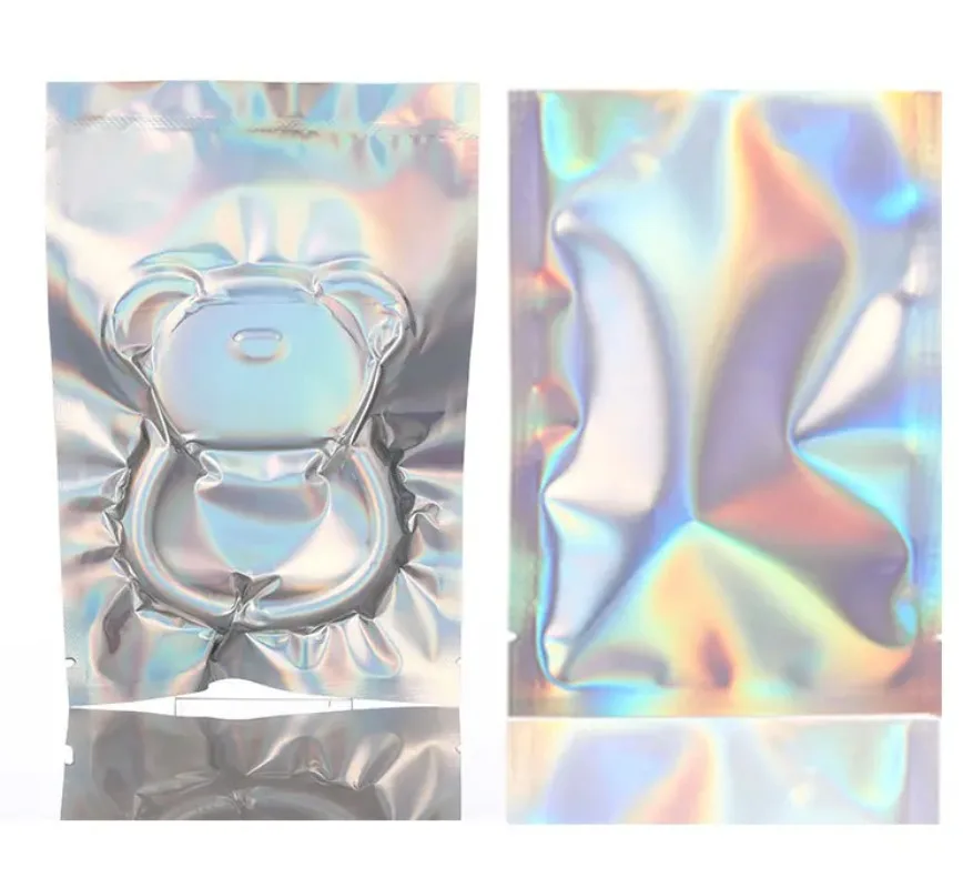 

100PCS Open Top Laser Aluminum Foil Bags, Pouch for Coffee, Tea, Spices & Dry Food Storage DIY Matcha Cocoa Meat Powder Beaf