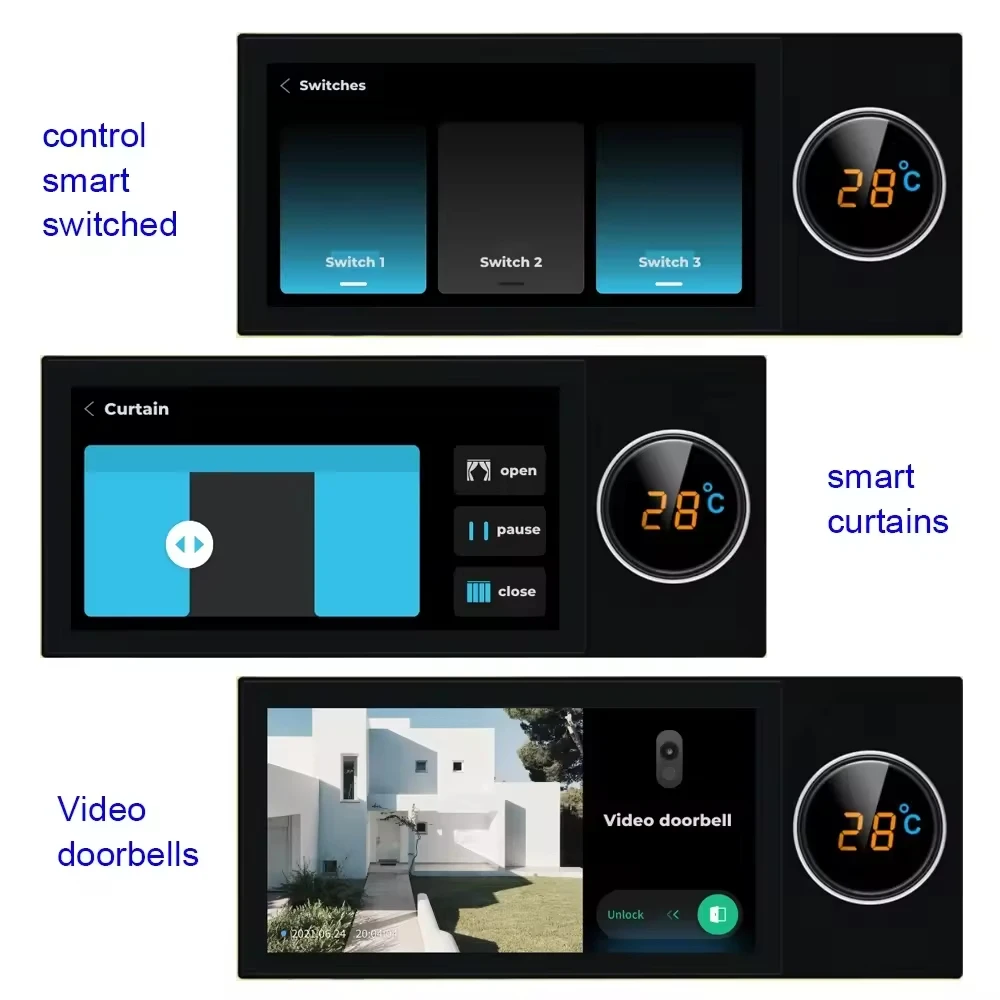 6 Inch Tuya Smart Home Control with Zigbee Hub Gateway  Alexa Voice Multi-function Touch Screen Central Control Switch Panel