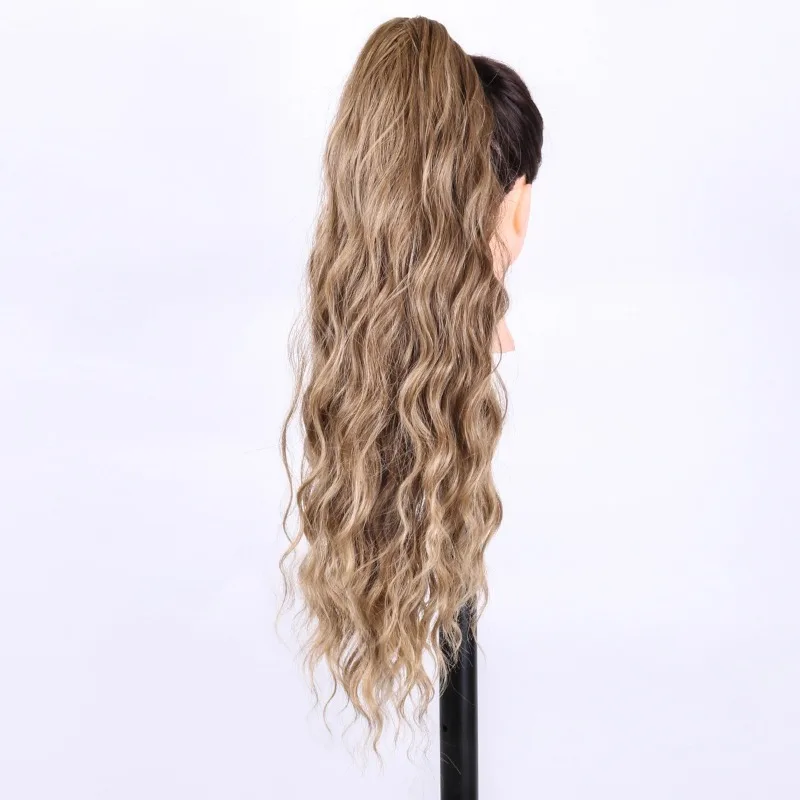 Gorro de bola para mujer, peluca con cola de caballo trenzada, accesorios de vestir para uso diario, cordón, pelo largo y rizado, cubierta de peluca ondulada para concierto