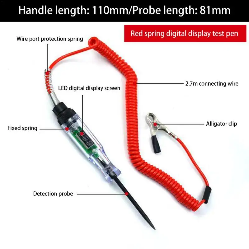 Circuit-Tester mit Sonde Dc 3–48 V/5–120 V Induktionstest-Tool Einziehbarer Federdraht-Circuit-Tester Digitales LCD-Display für