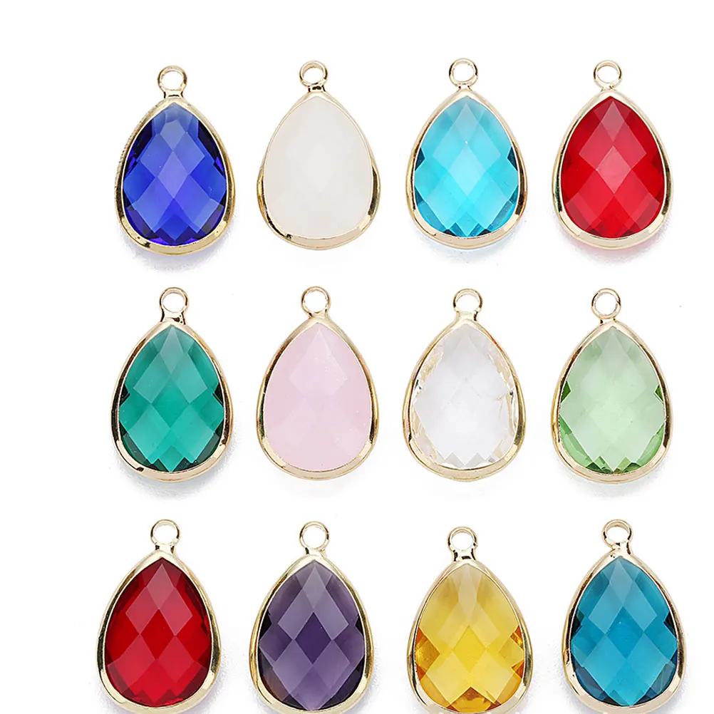 

6 Pcs Glass Water Drop Pendant Jewelry Hanging Accessories Dark Blue DIY Charm Plating