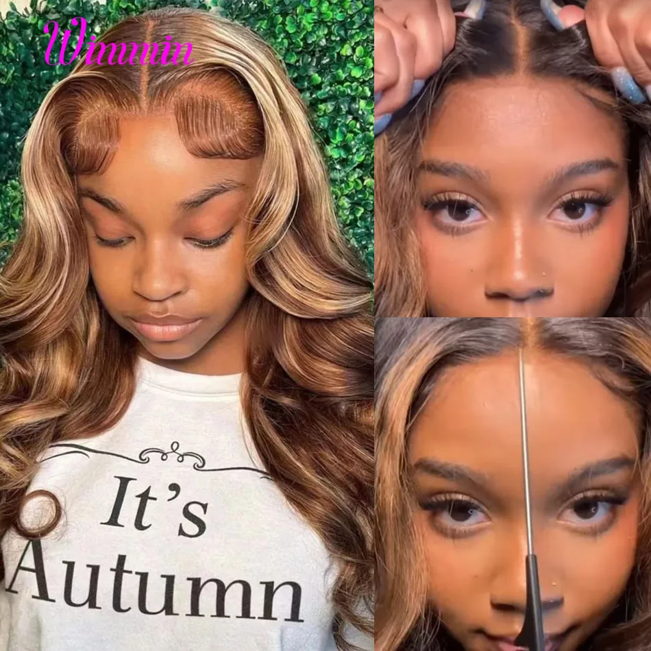 

Glueless Wig Human Hair Body Wave 5x5 HD Lace Closure Wig 4/27 Highlight Glueless Pre Plucked Human Hair Wig Ready to Wear