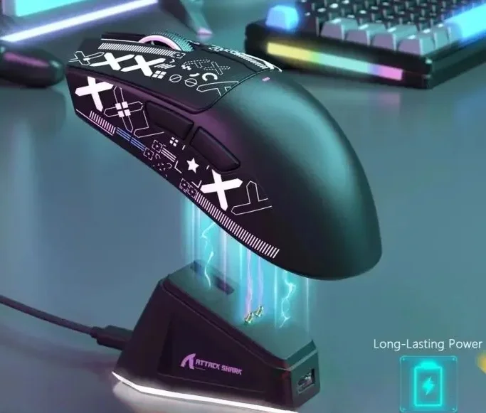 ATTACK SHARK X11 Wireless Gaming Mouse Charging Dock PixArt PAW3311 BT/2.4G Wireless/Wired Gaming Sensor Gift Anti-slip Sticker