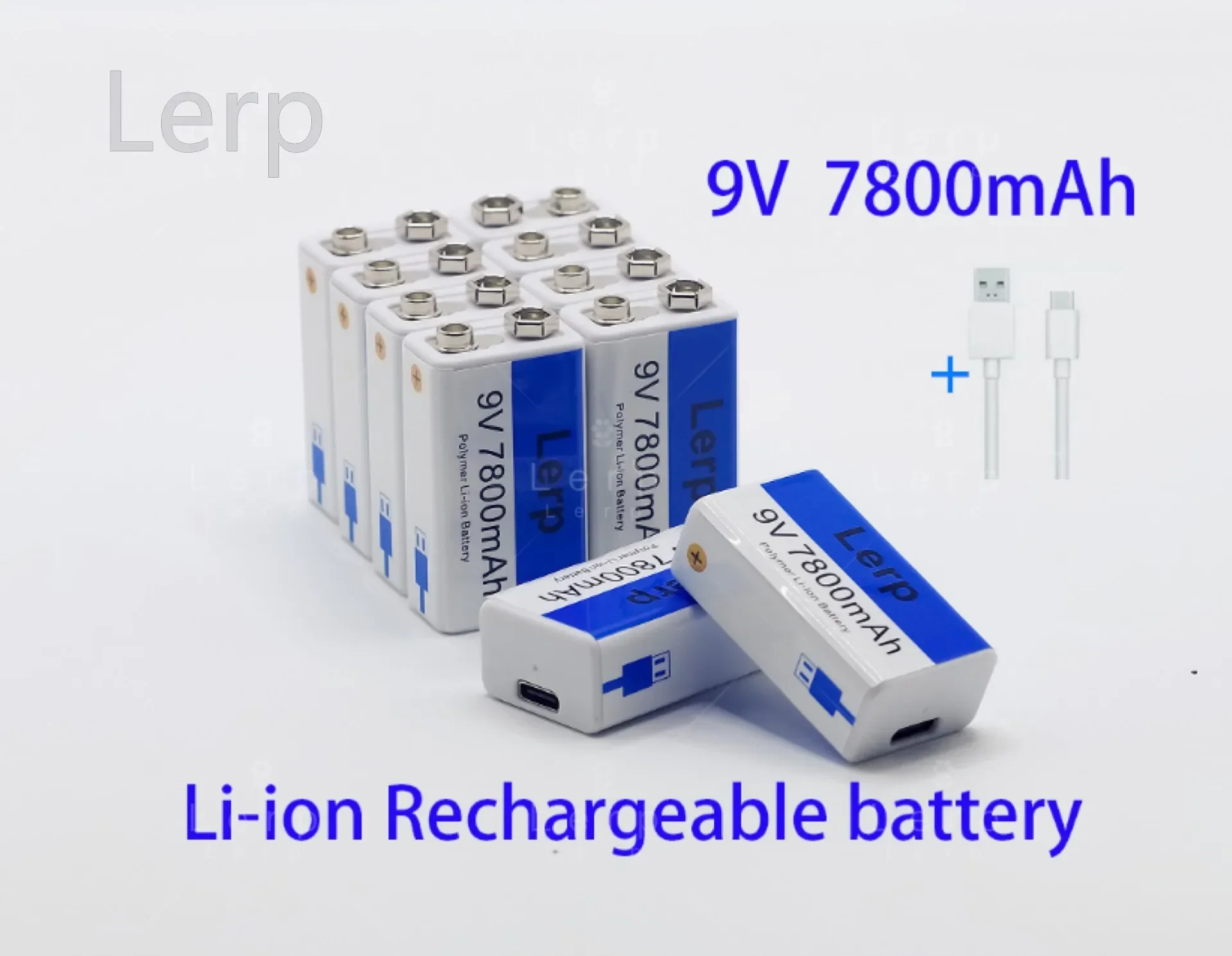 New 9V 7800Mah lithium-ion rechargeable micro USB battery with 9V lithium for multimeter, microphone,toy,remote control, KTV use