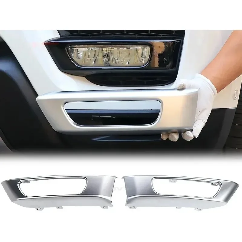 

2PCS 2014 2015 2016 2017 for Land Rover Range Rover Sport Front Bumper Fog Lamp Light Trim Silver Cover Frame Hood Cap Lid