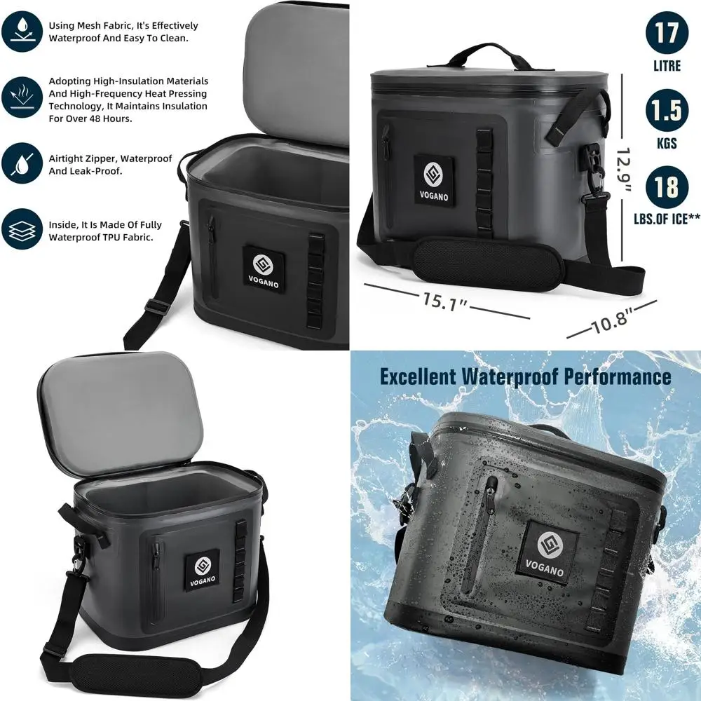 

40-Can Insulated Cooler Bag - Waterproof Roll-Top Seal for 24HR Cold, Ideal for Camping, Beach & Travel