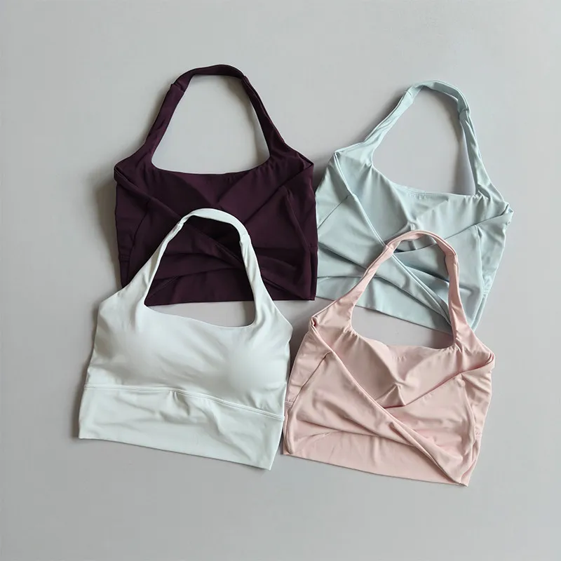 Neues Neckholder-Schönheitsrücken-Yoga-Top für Damen, Sommer, Ein-Körbchen, schnelltrocknend, Sport-Fitness-Top, Pilates-Sport-BH, Gym-Bekleidung – Detail 2