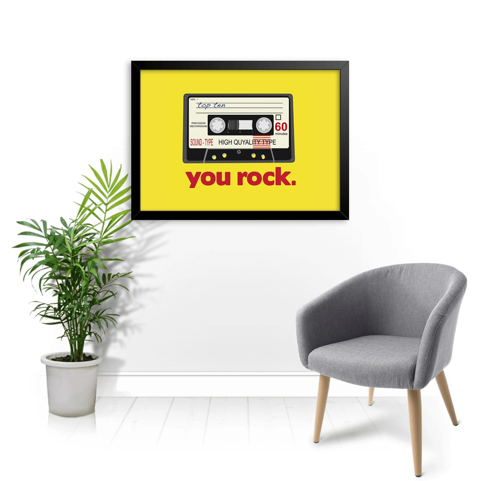 Home Decor Quotes - Moderner gelber „You Rock Quotes“-Wandkunstdruck, Leinwandgemälde,