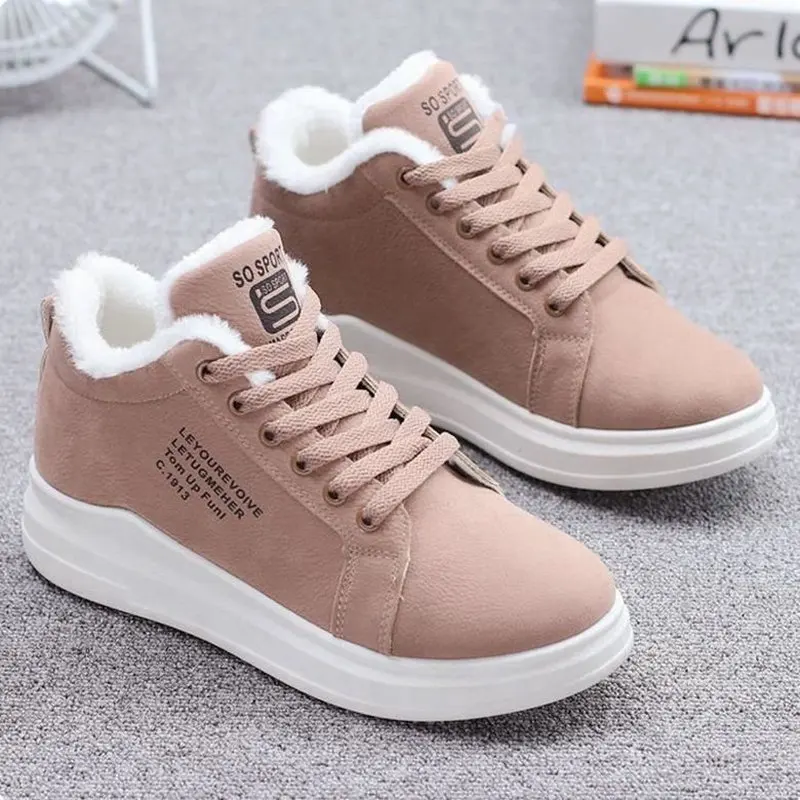

2022 New Women's Shoes Winter Women Shoes Warm Fur Plush Lady Casual Shoes Lace Up Fashion Sneakers Zapatillas Mujer Platform