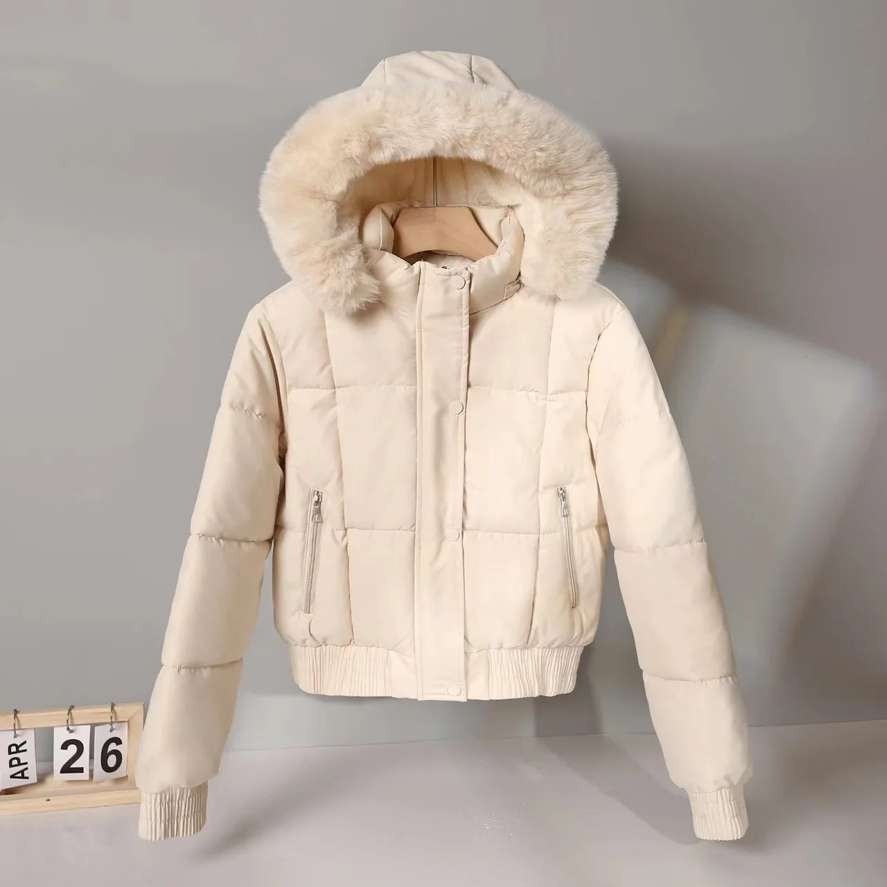 Manteaux à capuche avec doublure polaire, col en fourrure épaisse, pardessus chaud pour étudiant, mode hiver, Parkas en fausse fourrure, veste rembourrée en coton pour femmes