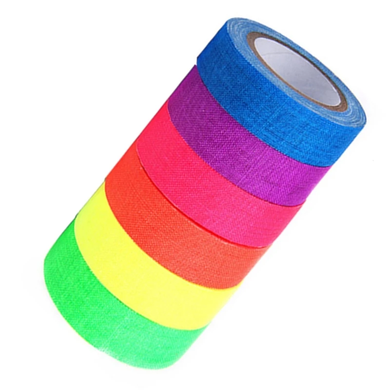 Coleção fitas pano fluorescente 6 rolos conjunto fita adesiva luminosa