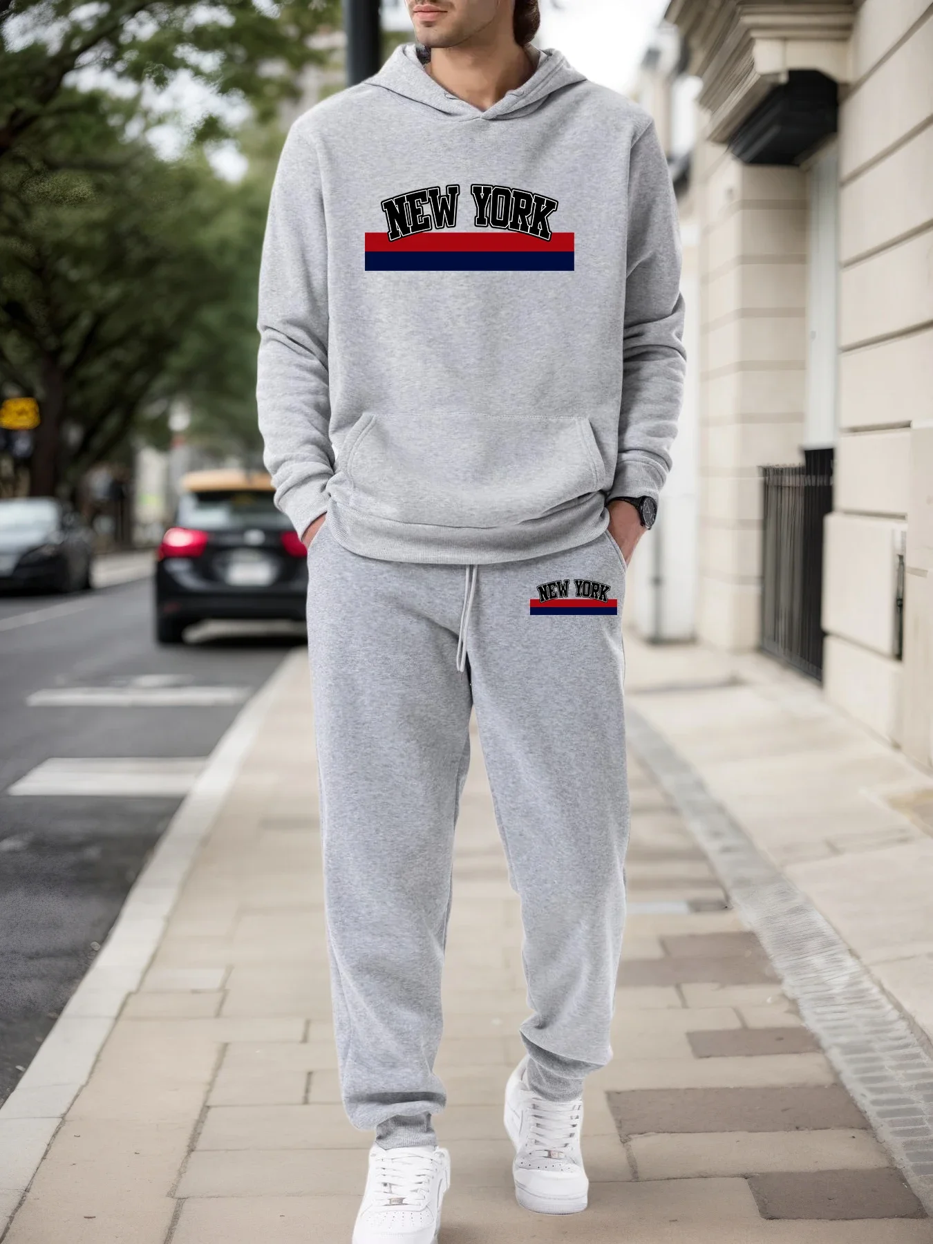 

Fashion Mens Tracksuit Print Casual Hooded Sweatshirts Outdoors Sports Jogging Man Clothing Versatile Single Piece Hoodies Pants