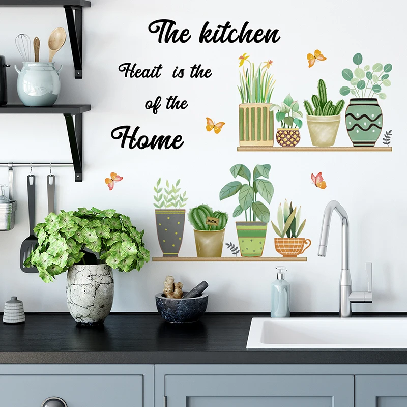 Knife, Fork, Vase, Butterfly Wall Sticker, Background Wall, Kitchen Decoration Wall Sticker, Self-adhesive