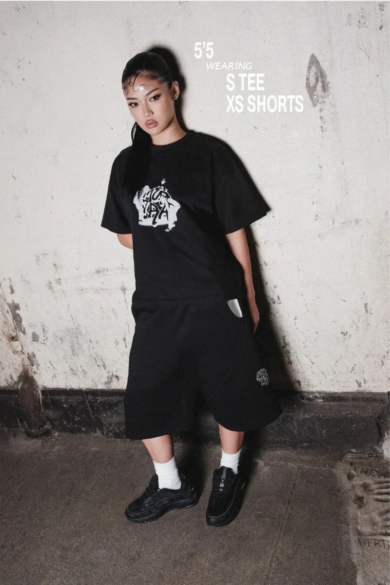 Embroidered retro sports and casual shorts Mertra graphics simple patchwork shorts y2k retro track shorts streetwear