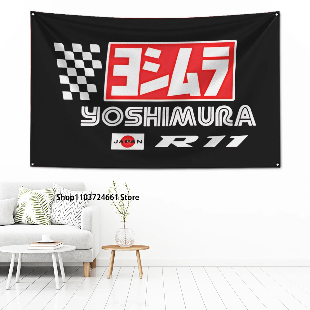 60x90cm Yoshimura Flaga sportów motorowych Poliester Druk cyfrowy Baner do garażu Dekoracja ścienna na zewnątrz drzwi