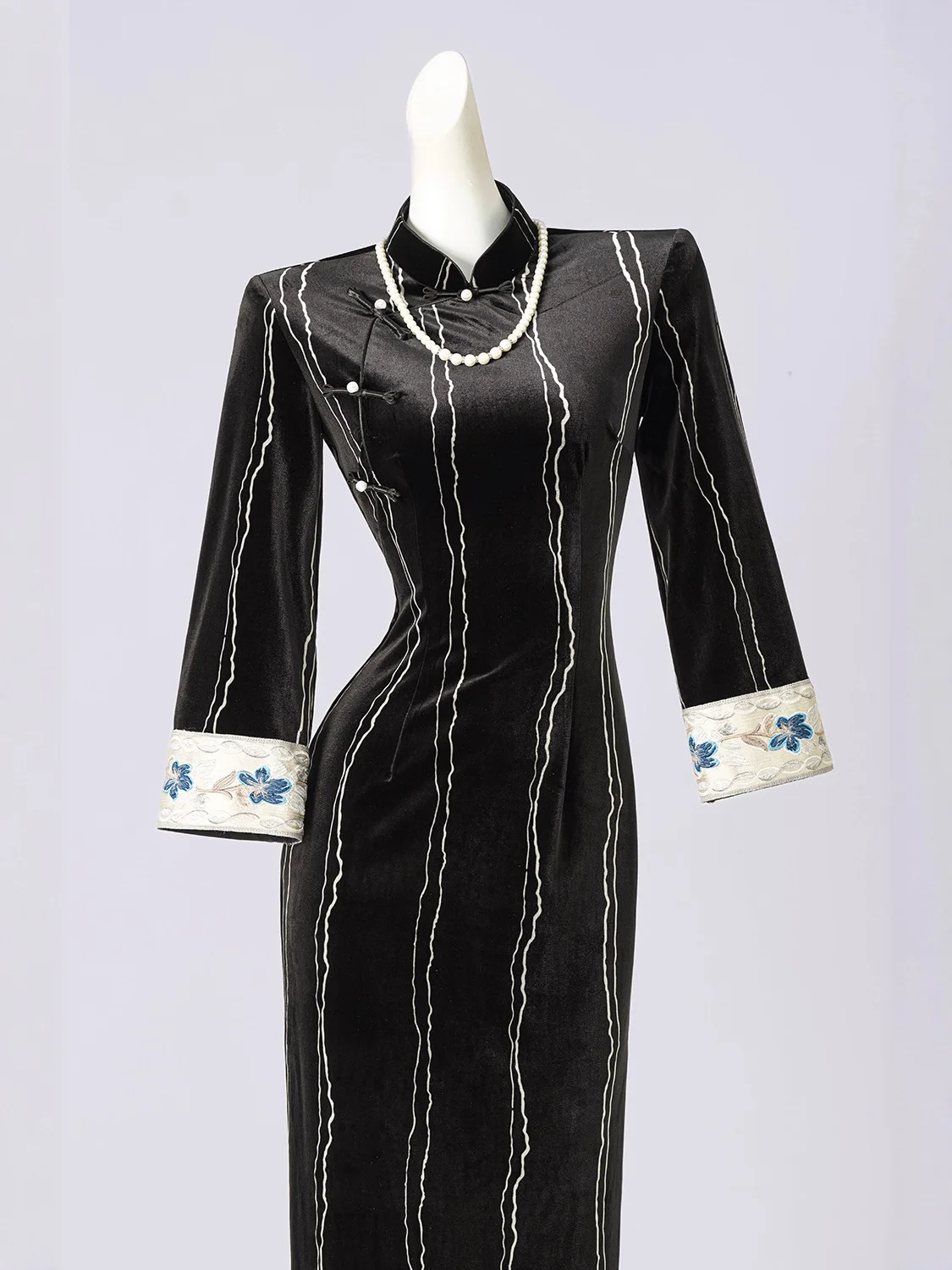 

Традиционное китайское платье, сексуальное тонкое Ципао с разрезом, весна-осень, новый женский длинный Cheongsam в стиле ретро, восточный костюм с воротником-стойкой