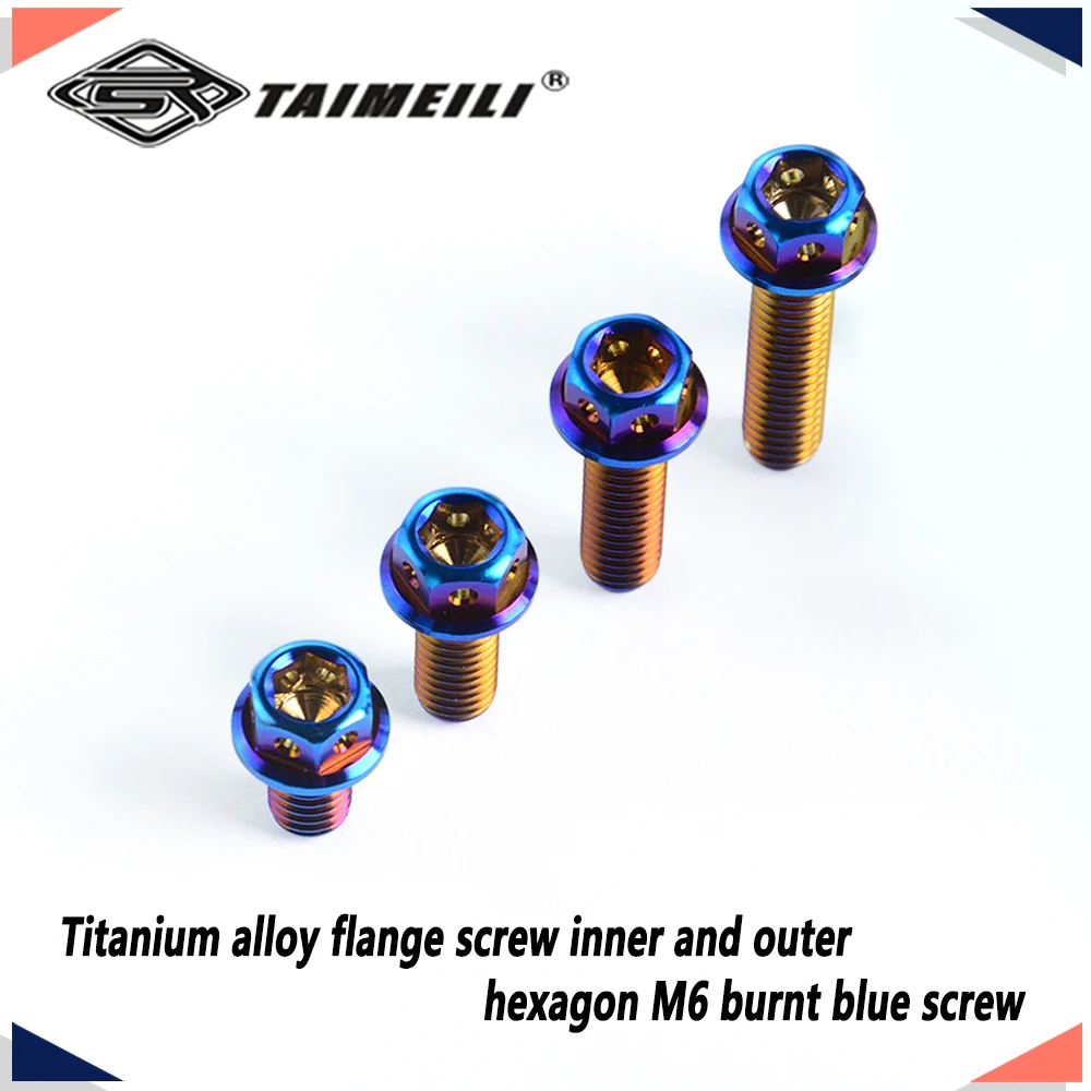TAIMEILI Titanium alloy flange screw inner and outer hexagon M6/10/15/20/25/30/35/45/50/60mm burnt blue motorcycle repair screw