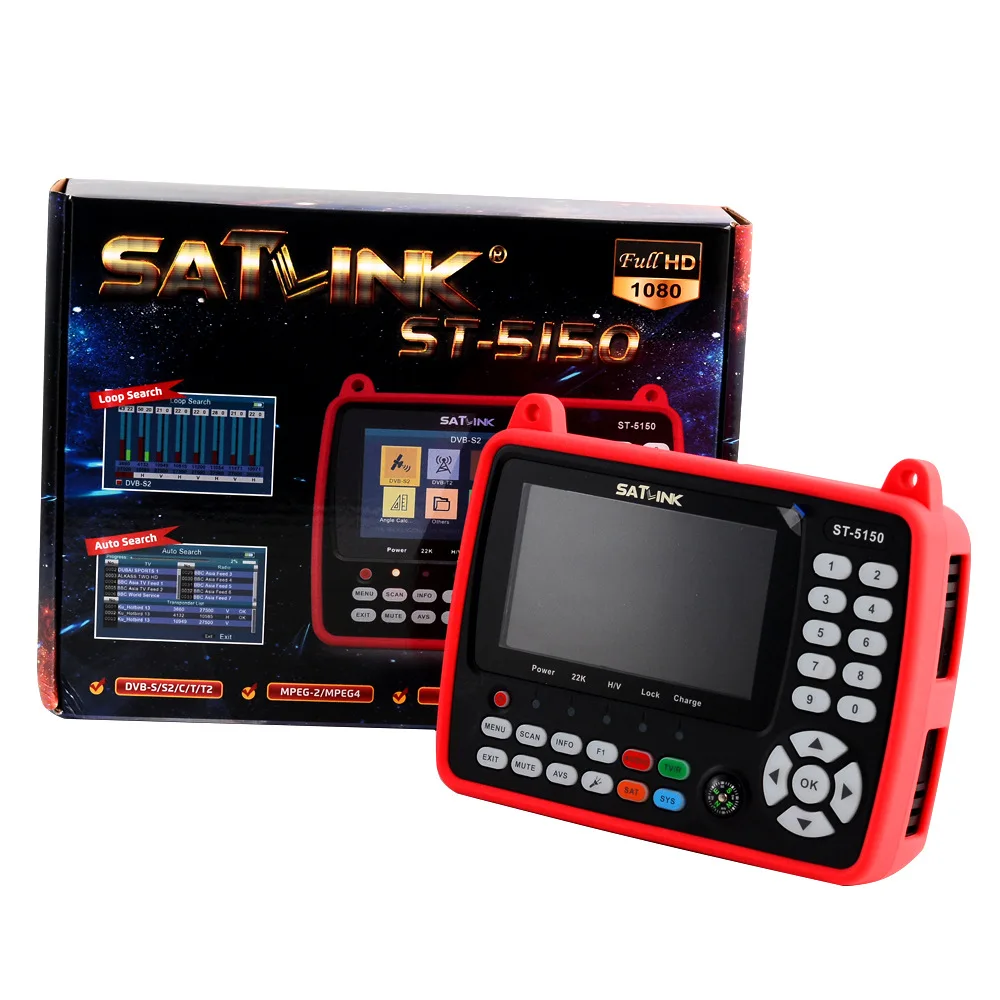 Original SATLINK ST-5150 DVB-S2/T2/C COMBO HD Satellite Finder Meter H.265 HEVC MPEG-4 QPSK 8PSK 16APSK 4.3 Inch TFT LCD Screen