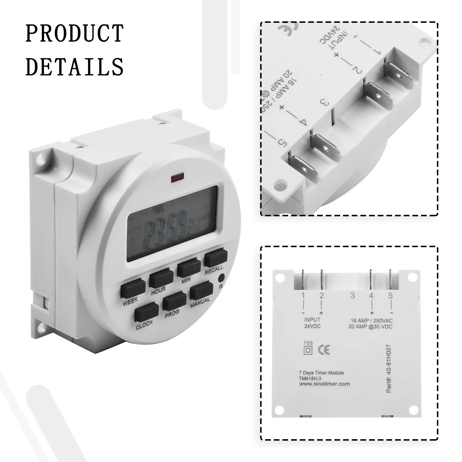 Keep Things Running Smoothly with the Reliable 24V 16A Programmable Timer Switch  Sturdy Construction for Longevity