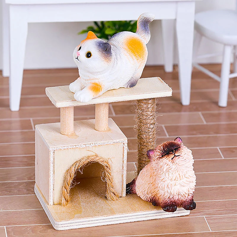 Mini Resin Cat Statue Model Cute Cartoon Animal Kitten Model Toys Micro Landscape Decoration For Home Desktop Ornaments Gifts