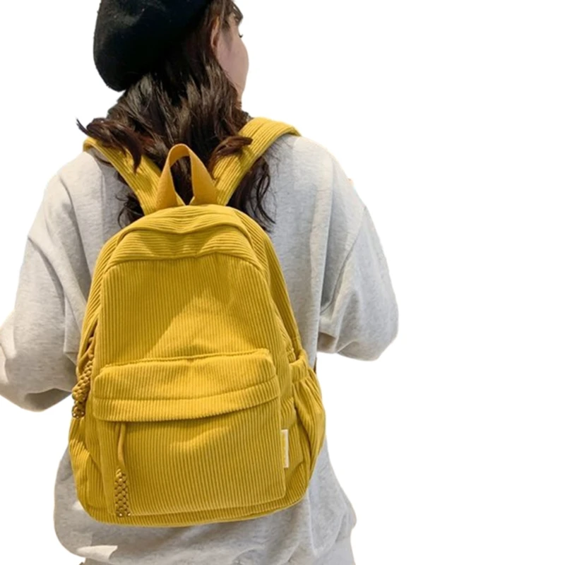 Corduroy rugzak met grote capaciteit Rugzak, kleur schooltas