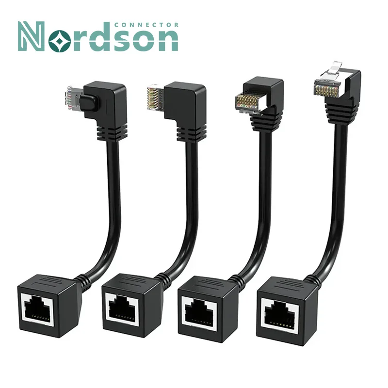 Cat6 RJ45 Network Extension Cable of Gigabit Male to Female Elbow 90 Degrees rj45 Shielded Network Cable with Ear Extension Line