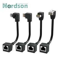 Cat6 RJ45 Network Extension Cable of Gigabit Male to Female Elbow 90 Degrees rj45 Shielded Network Cable with Ear Extension Line