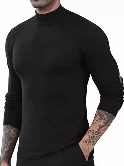 

Свободный повседневный мужской пуловер, трикотаж, свитер с высоким воротником, цветной удобный длинный свек, осенне-зимний топ для отдыха