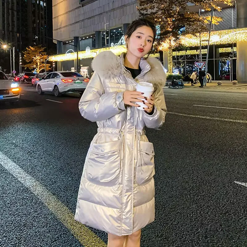 New 2023 Female Winter Waterproof Long Parkas Cotton Padded Jacket Women Hooded Thick Warm Snow Coat Fashion Oversized Outerwear