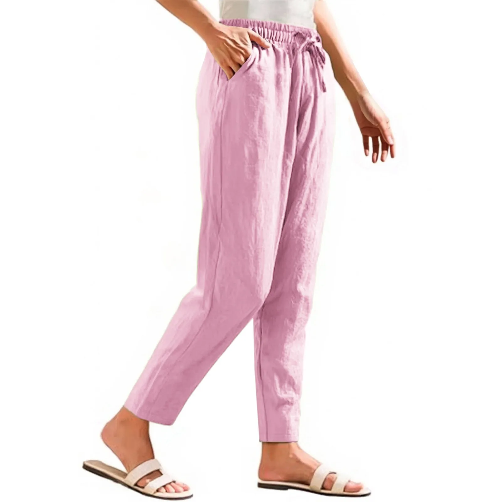 

Women's Cropped Pants Stralght Pants With Pockets Lightweight Caual Loose Trousers Pants for Women Women’s Pants Women’s Pants