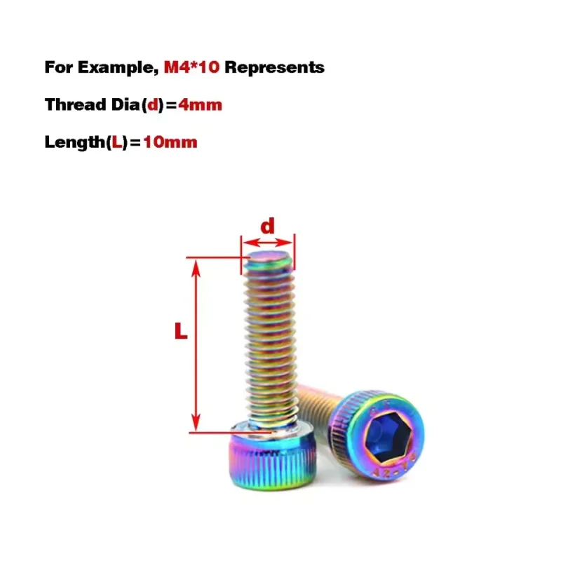 304 Stainless Steel Fuel Tank Cover Bolt Cup Head Hexagonal Colored Modified Universal Screw M4 ~ M8 Length: 8 ~ 50mm