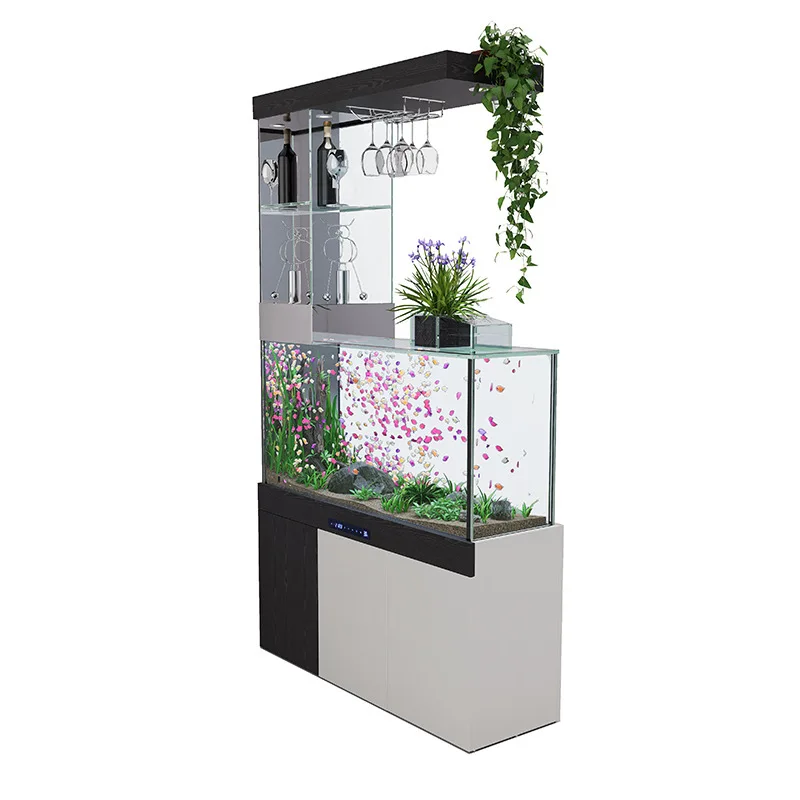 

Fish Tank Living Room 2025 New Small Bottom Filter Partition Screen with Cabinet Integrated Glass Tank Aquarium