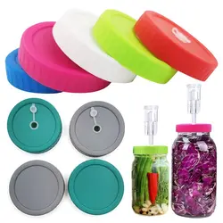 3pcs Plastic Reusable Kitchen Tool for Wide Mouth Jar Seal Bottle Cover Spout Lid 86mm Mason Jar Lid With Hole