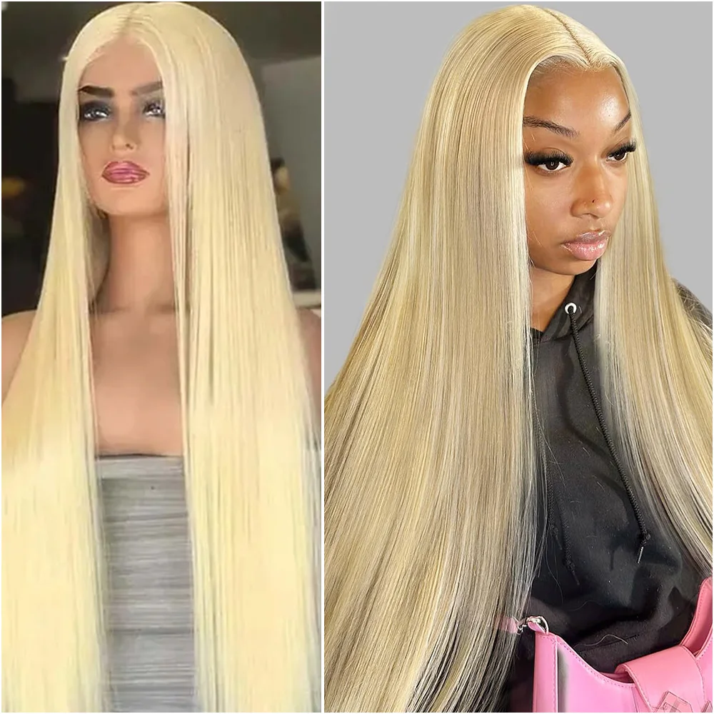 

613 Blonde Colored Bone Straight 13x4 13x6 HD Transparent Frontal Lace Human Hair Wigs Pre Plucked Lace Front Wig 200% Density