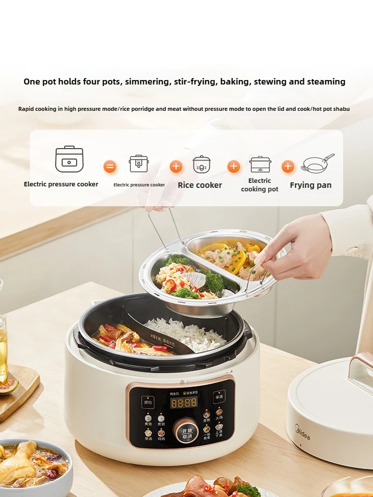 Midea Electric Pressure Cooker Small Multifunction Intelligent Fully Automatic Mandarin Duck Double Balance 4L Rice Cooker 220V