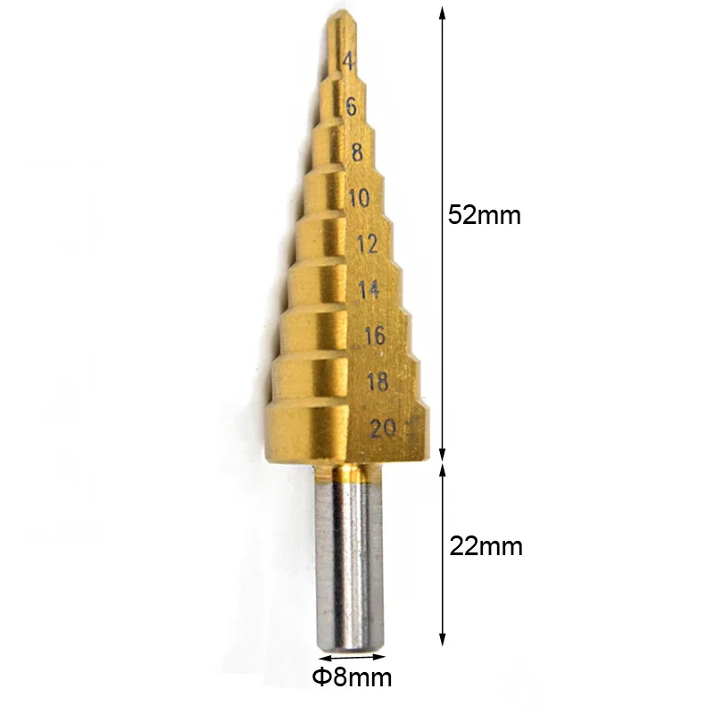 HSS High Speed Steel Triangle Shank Pagoda Step Drill Bit from 4-20mm R06 Drop Ship