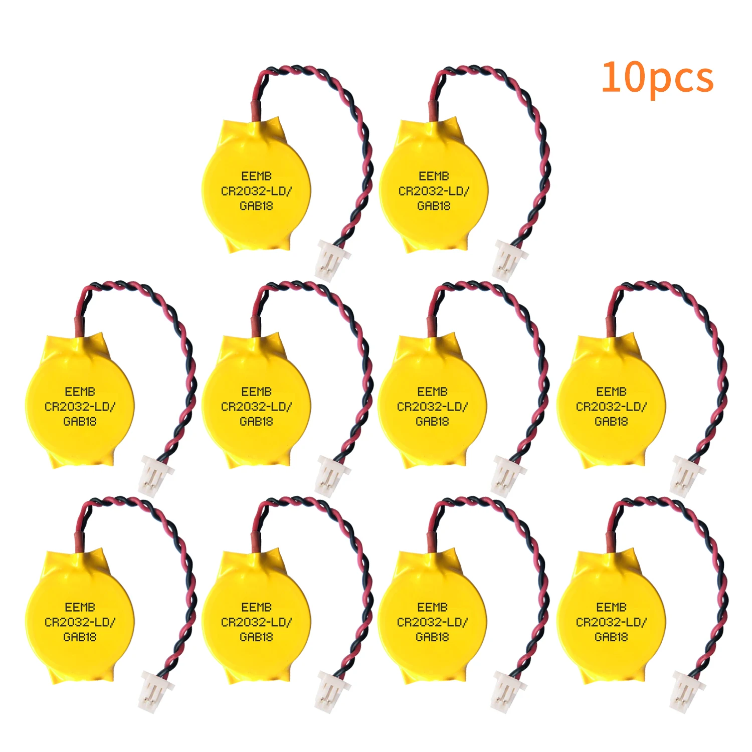10 pacote cmos bateria eemb 3v cr2032 bateria com Molex51021-RP plug placa-mãe portátil bateria de substituição para computador pc