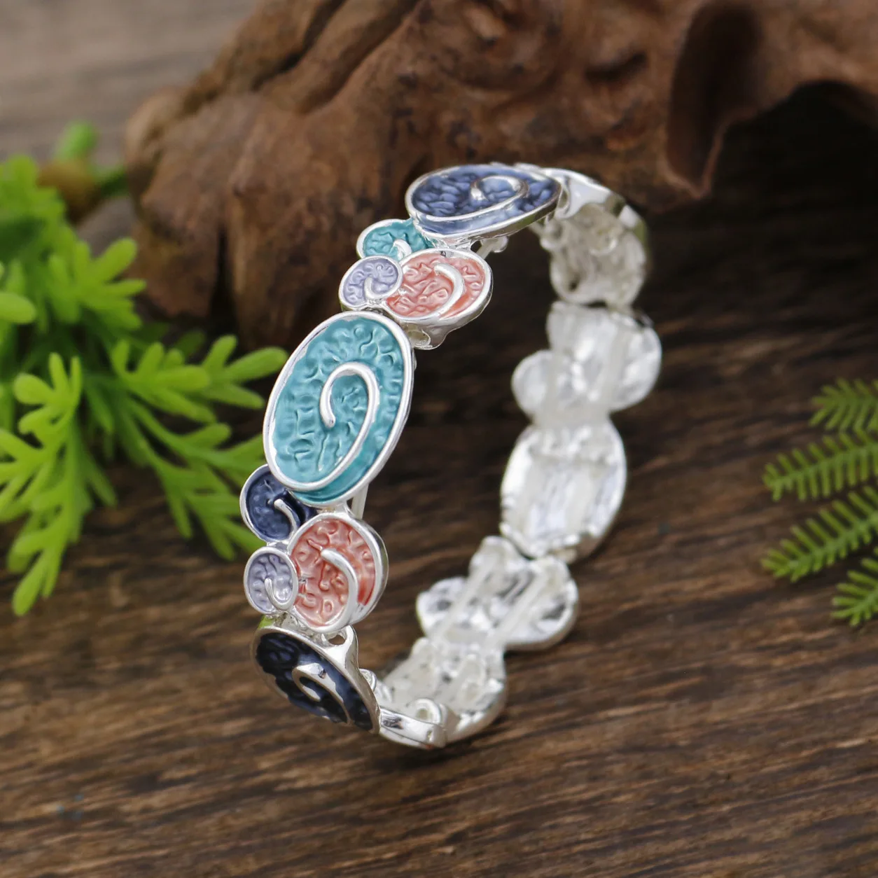 DIY accessories enamel geometric flower elastic bracelet, women's simple and versatile irregular petal bracelet