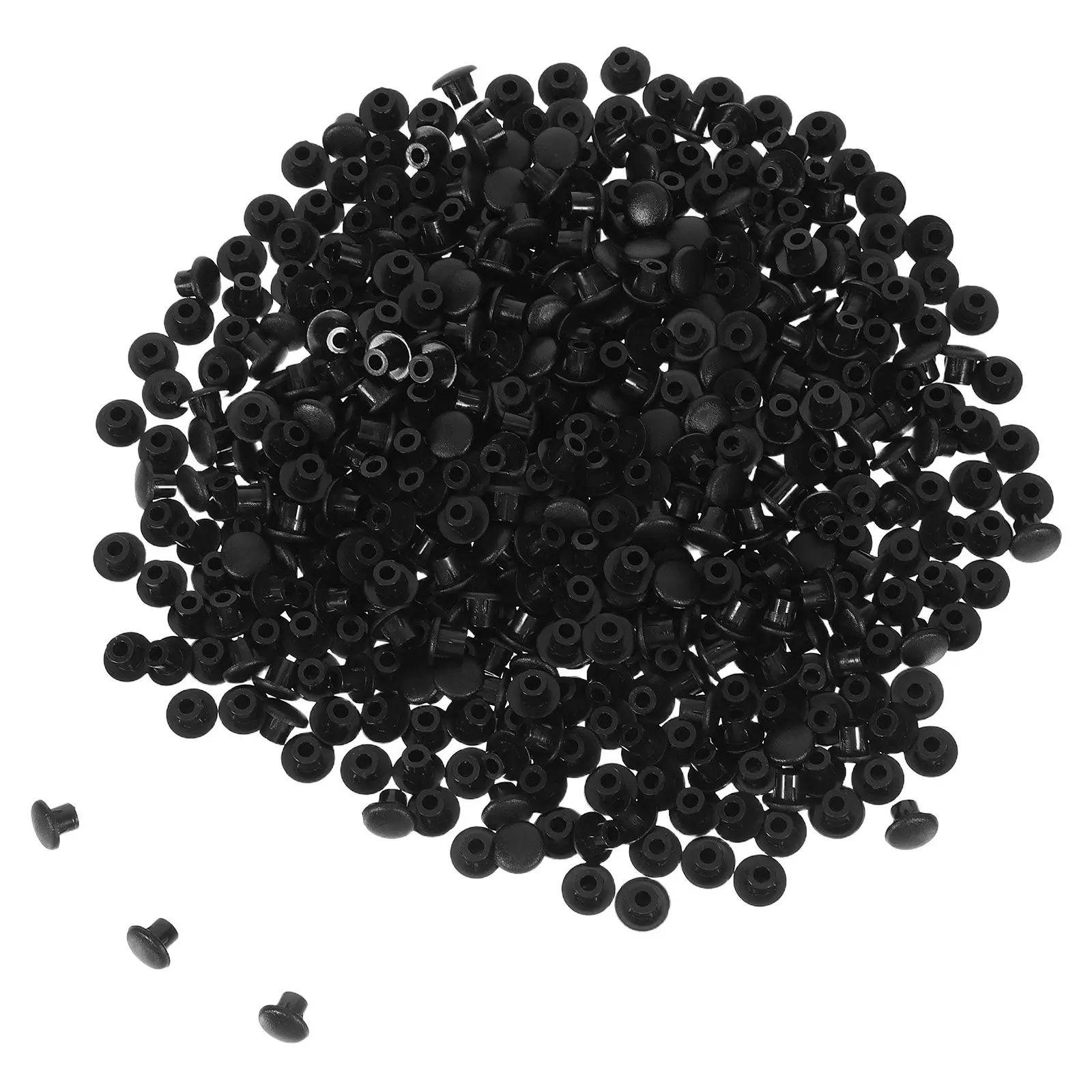 500Pcs Plastic Hole Plug Covers Round Screw Caps Panel Hole Plugs Furniture Cabinet Closet Cupboard Shelf Black view 6