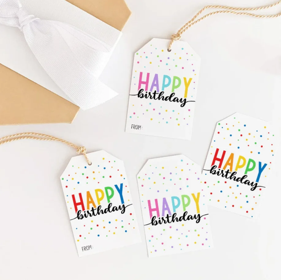 50pcs Custom Printable Gift Tags / Happy Birthday Gift Tag / Birthday Gift Labels In Two Colors