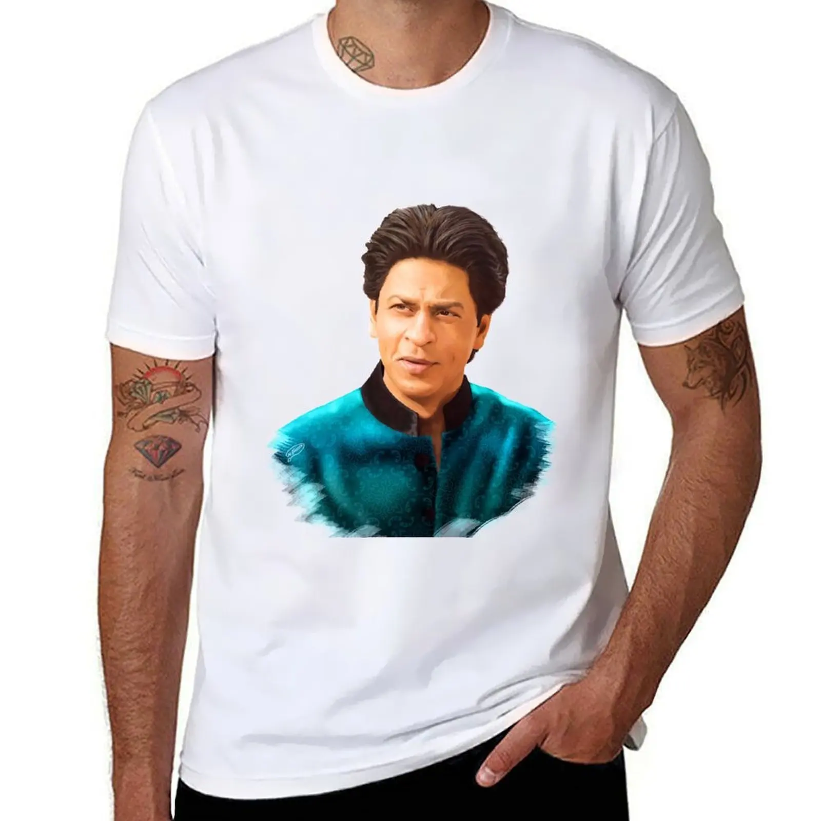 

Shah Rukh Khan Digital Painting T-Shirt t shirt custom print t shirts for man cotton T-Shirt